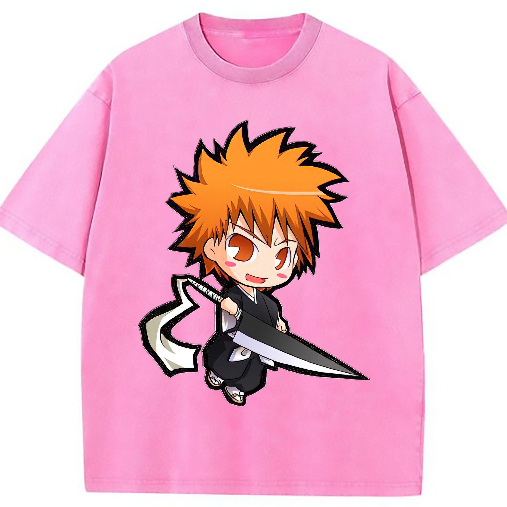（画像用） ブリーチ 黒崎一護（くろさき いちご）BLEACH Kurosaki Ichigo 綿100% ヴィンテージ風 半袖Tシャツ（フロントプリント）